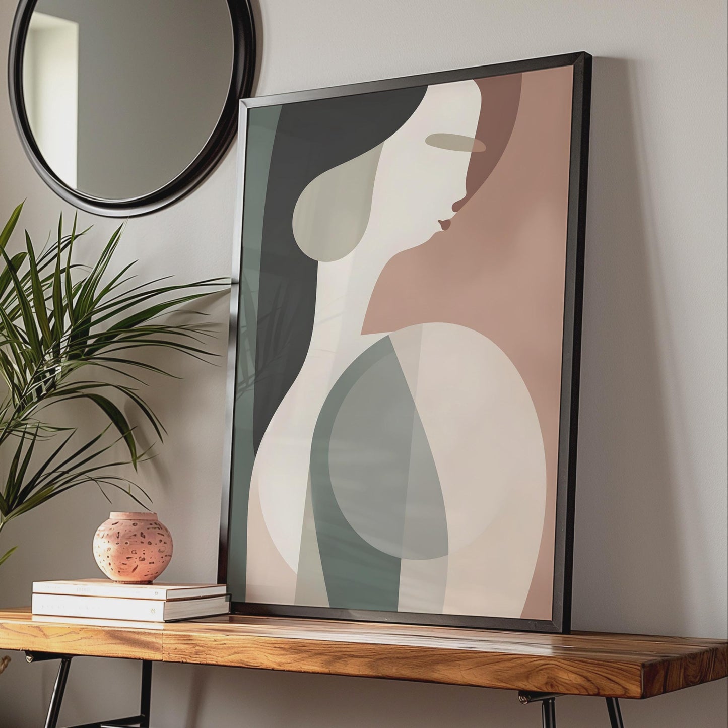 Abstract Female Figure Art Print, Boho Geometric Wall Decor wall art print