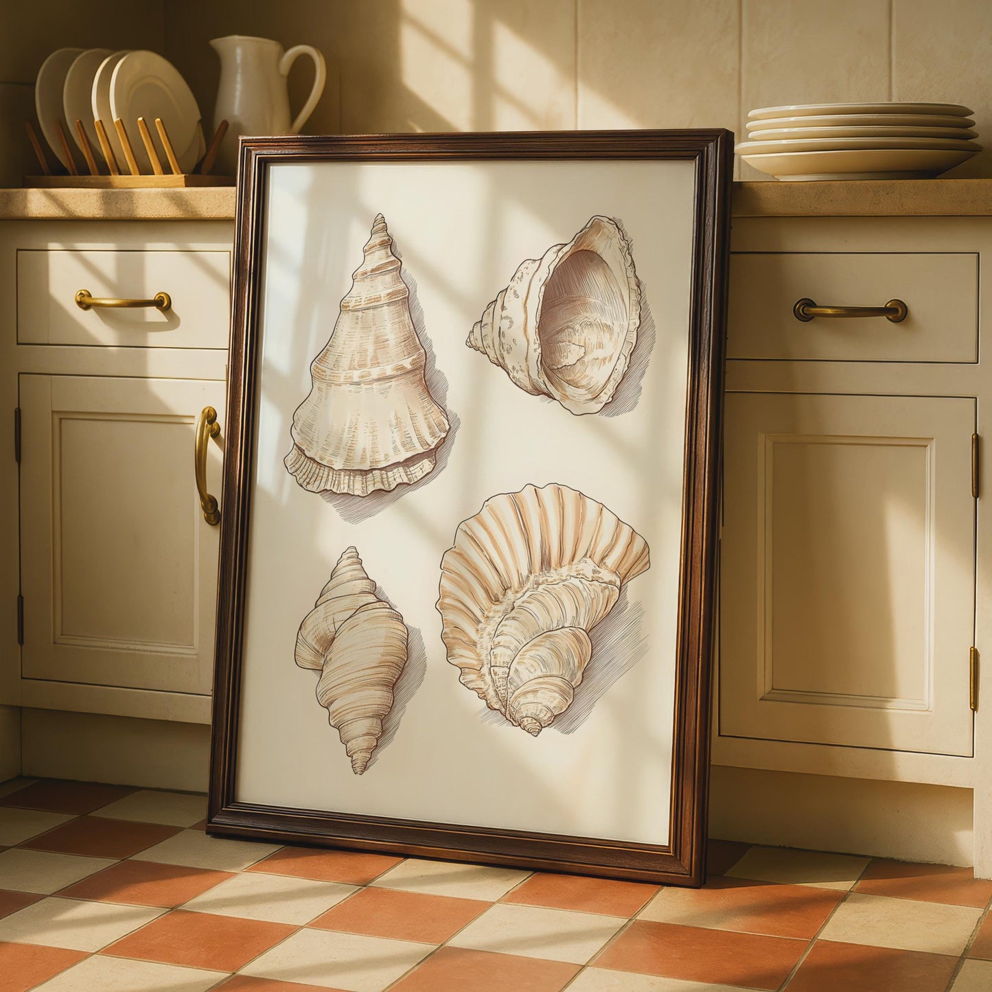 Illustrated Sea Shells Art Print, Vintage Coastal Wall Art wall art print
