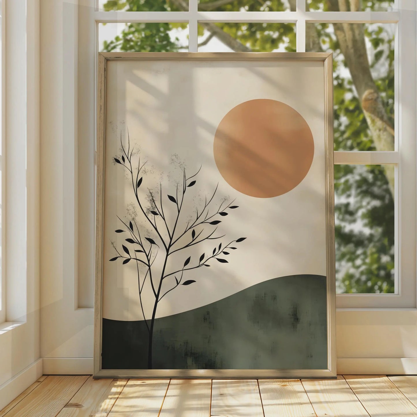 Abstract Tree Sun Print, Boho Minimalist Nature Wall Art wall art print