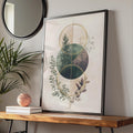 Boho Floral Wall Art, Modern Nature Print, Minimalist Green Leaf Design wall art print