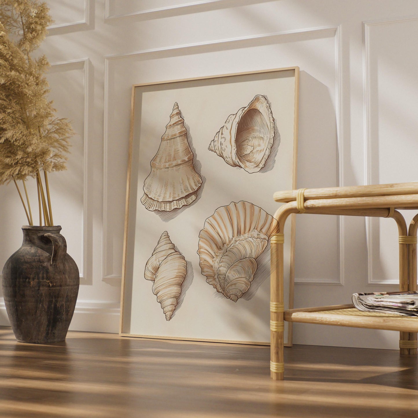 Illustrated Sea Shells Art Print, Vintage Coastal Wall Art wall art print