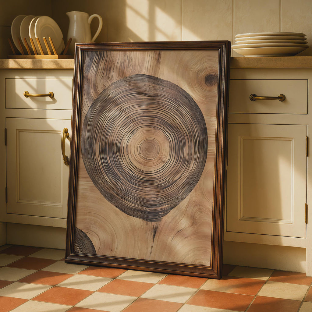 Tree Ring Art Print, Wood Grain Nature Poster, Boho Rustic Wall Decor wall art print