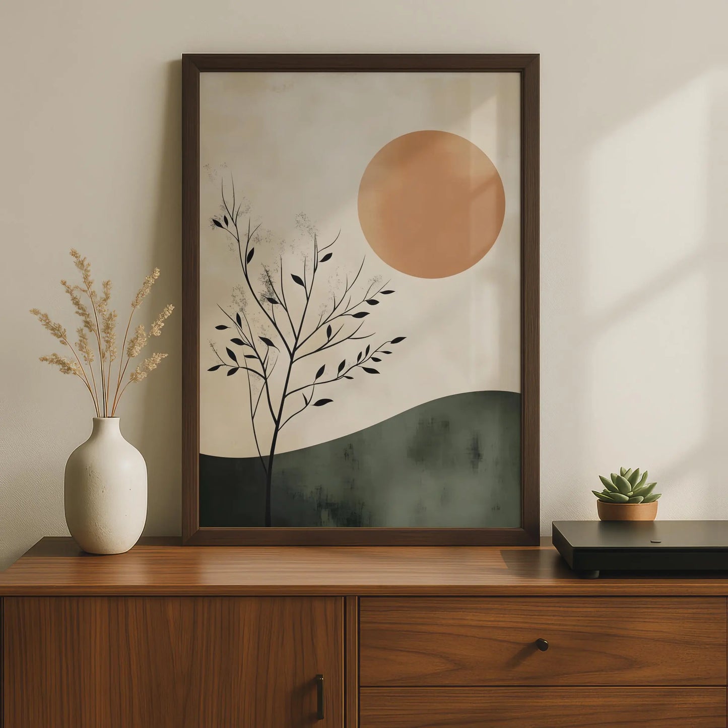 Abstract Tree Sun Print, Boho Minimalist Nature Wall Art wall art print