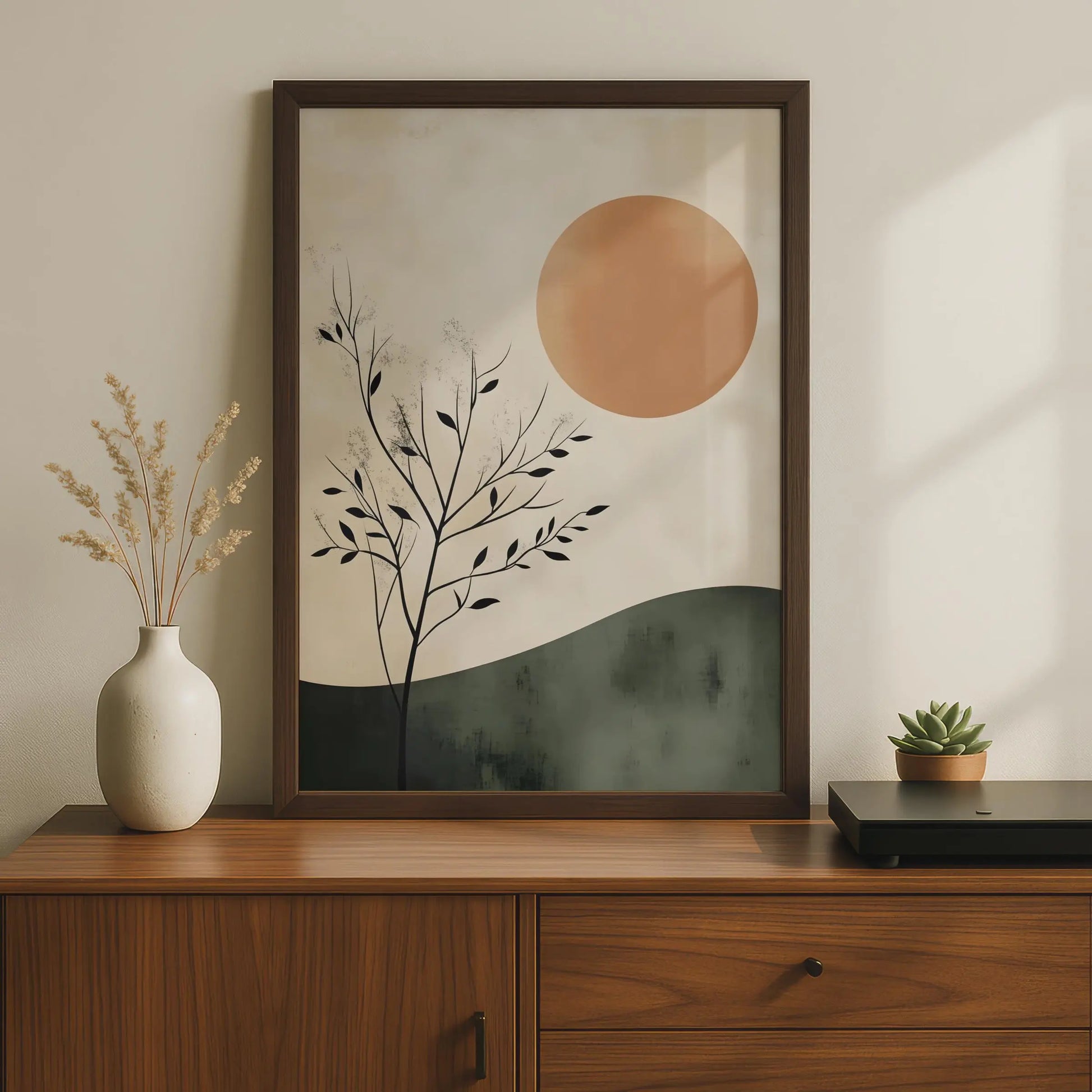 Abstract Tree Sun Print, Boho Minimalist Nature Wall Art wall art print
