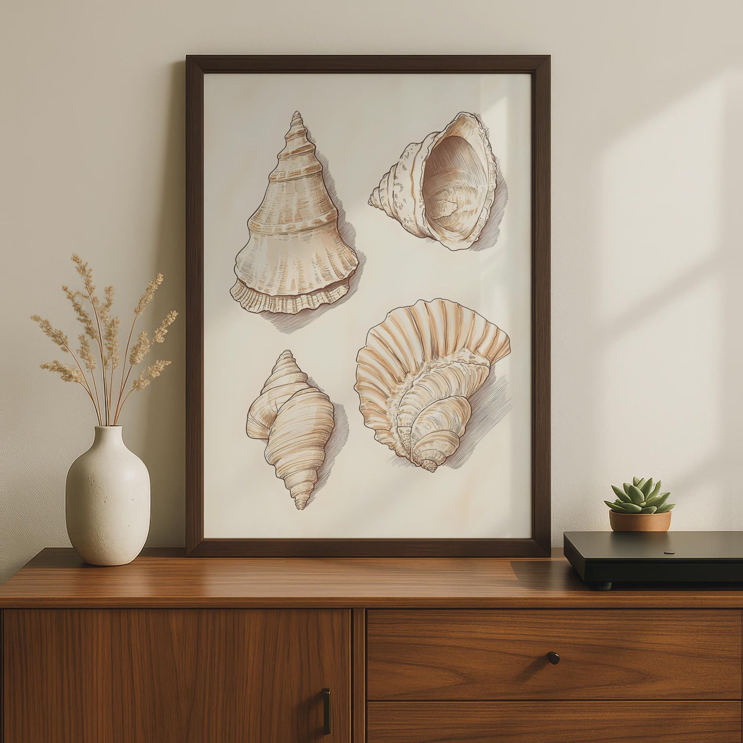 Illustrated Sea Shells Art Print, Vintage Coastal Wall Art wall art print