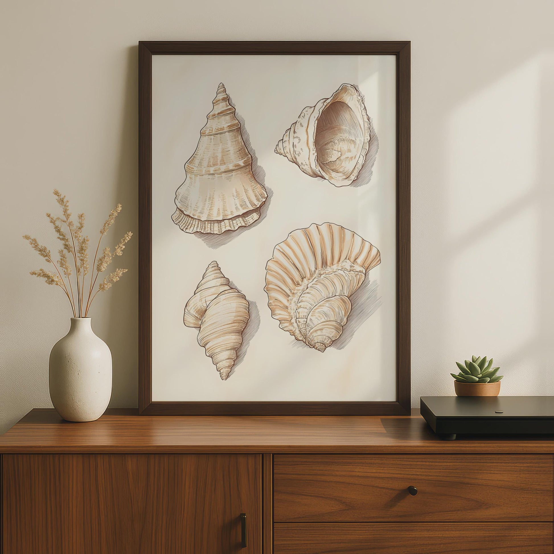 Illustrated Sea Shells Art Print, Vintage Coastal Wall Art wall art print