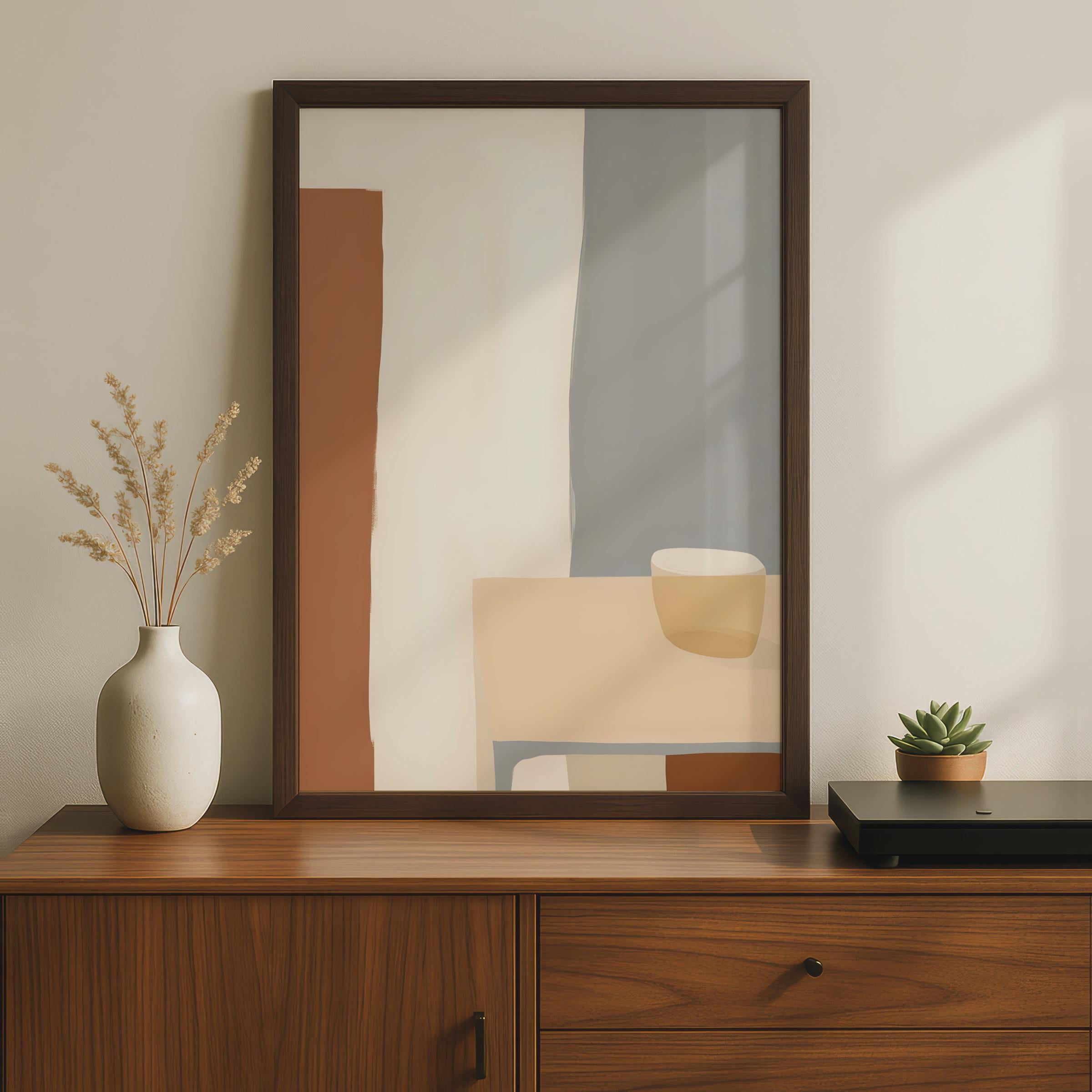 Boho Minimalist Abstract Art Print, Calm Neutral Tones, Modern Wall Decor for Home Office wall art print