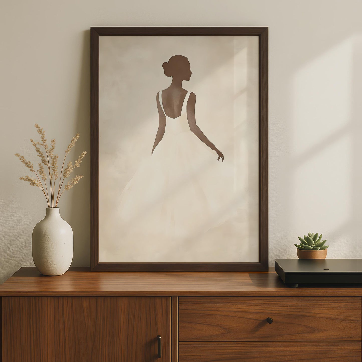 Elegant Ballerina Wall Art, Minimalist Dance Decor, Fine Art, Ballet Poster, Neutral Tones wall art print