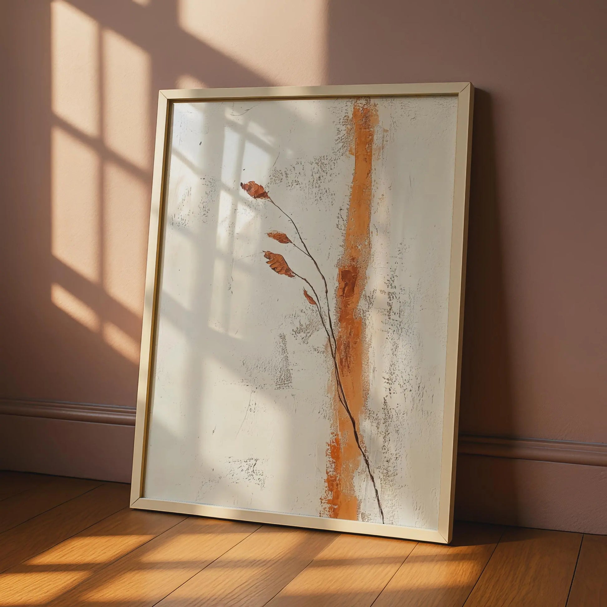 Minimalist Boho Wall Art, Abstract Brown Leaf Print, Modern Nature Poster, Organic Decor wall art print