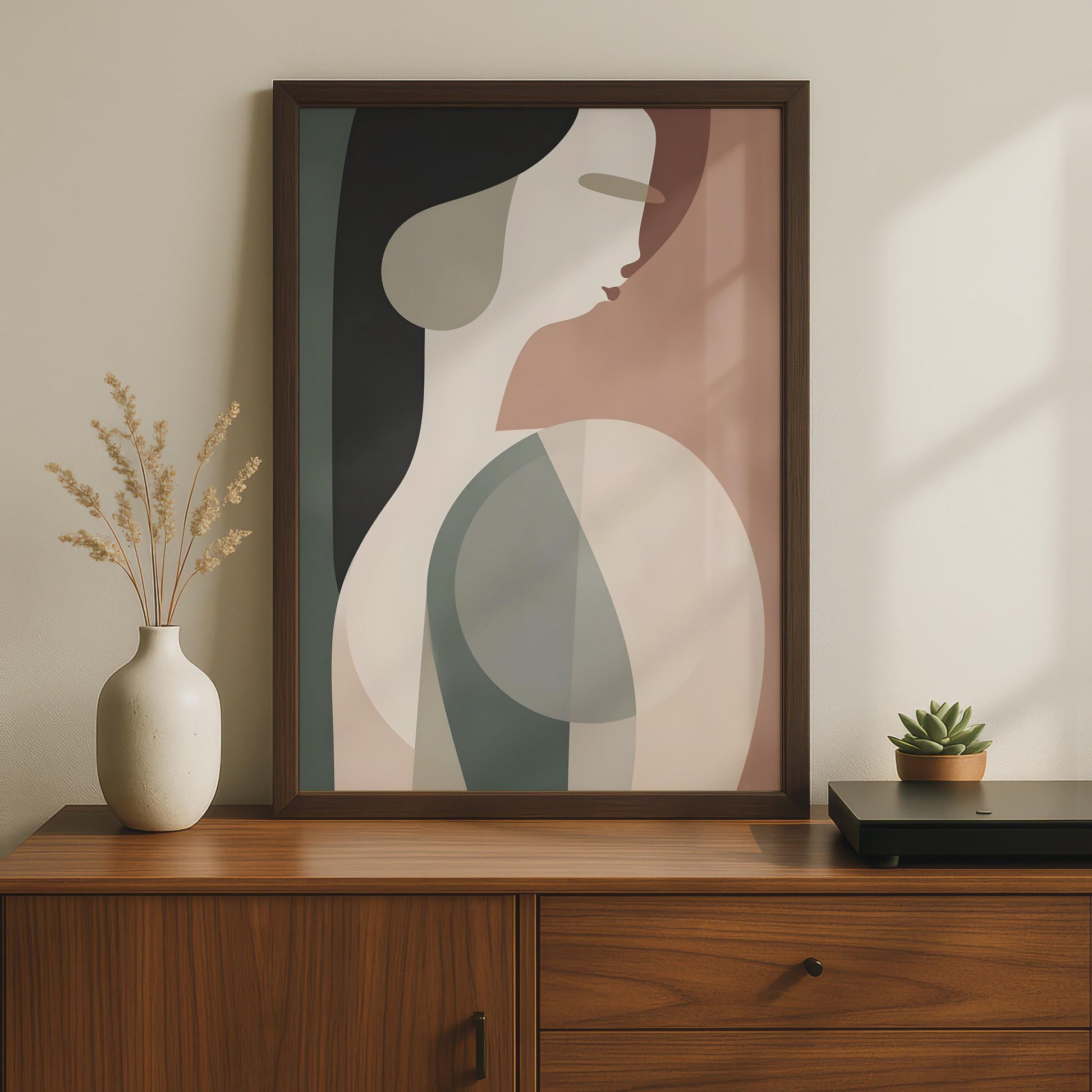 Abstract Female Figure Art Print, Boho Geometric Wall Decor wall art print