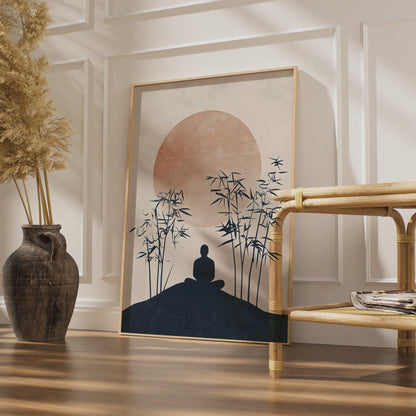 Calming Buddha Wall Art, Minimalist Bamboo Poster, Tranquil Meditation Decor, Zen Room Art wall art print