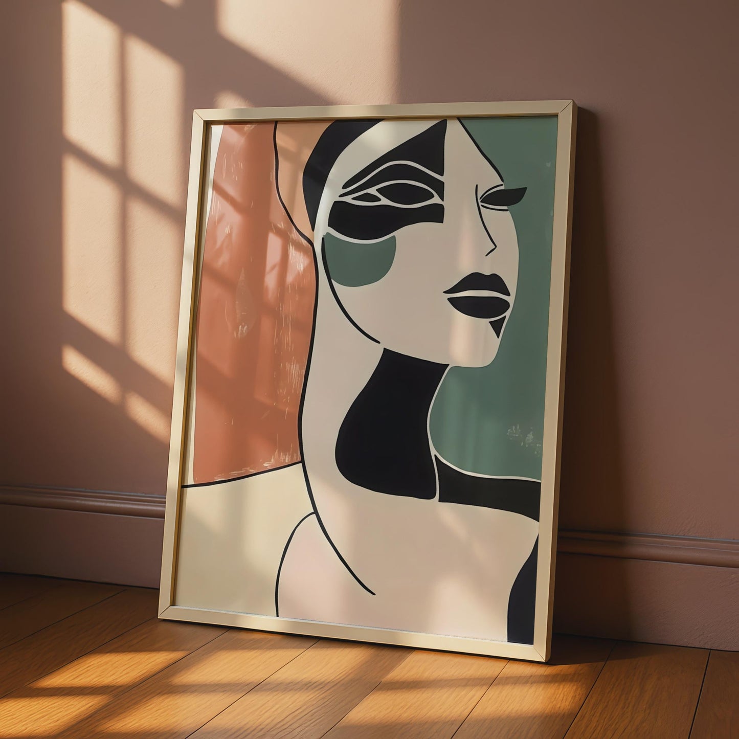 Boho Abstract Face Art Print, Minimalist Wall Decor, Modern Studio Style wall art print