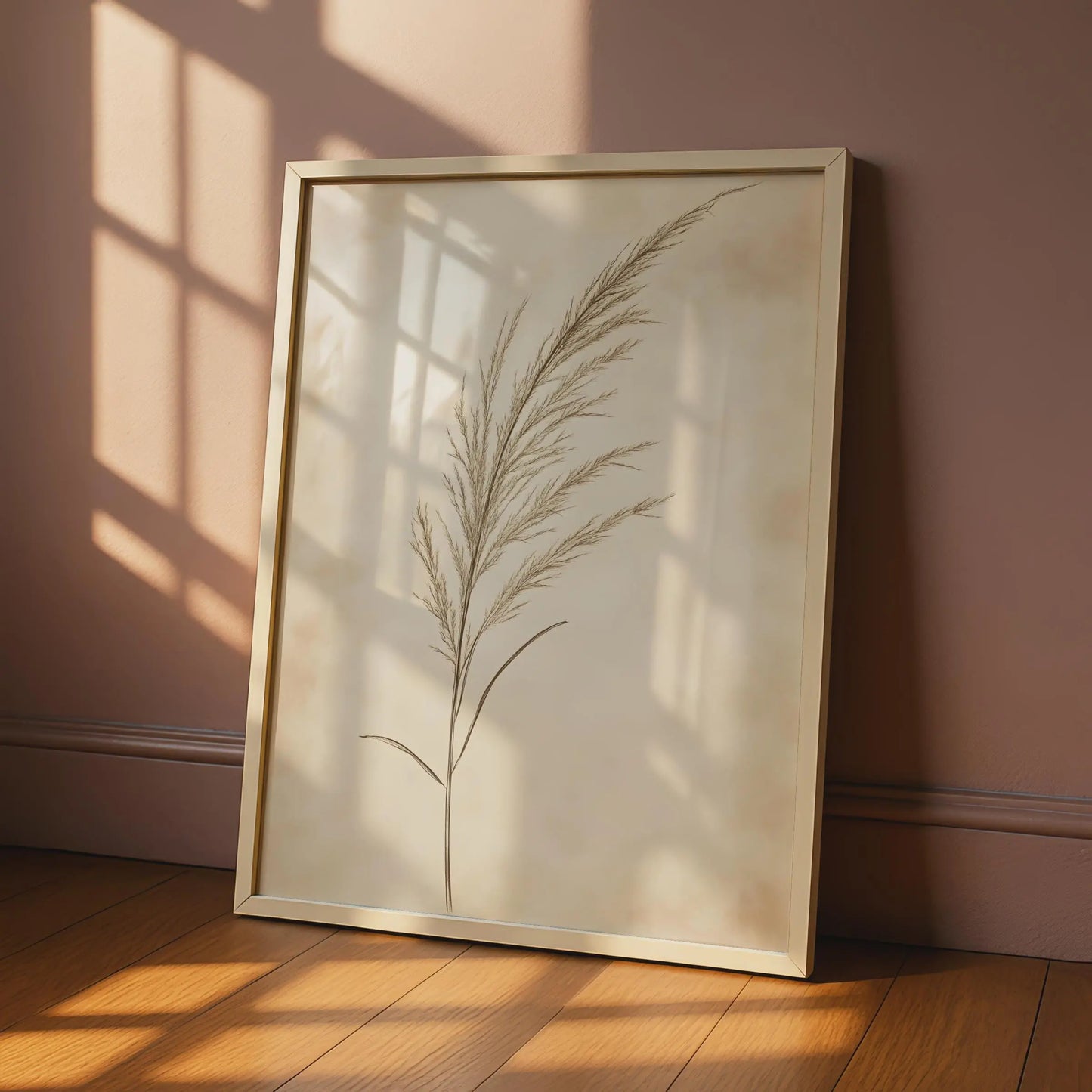 Boho Pampas Grass Wall Art, Minimalist Botanical Print, Earthy Decor for Home, Neutral Tones Art wall art print