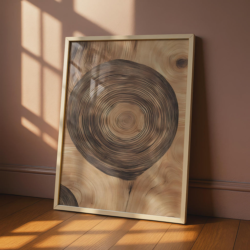 Tree Ring Art Print, Wood Grain Nature Poster, Boho Rustic Wall Decor wall art print