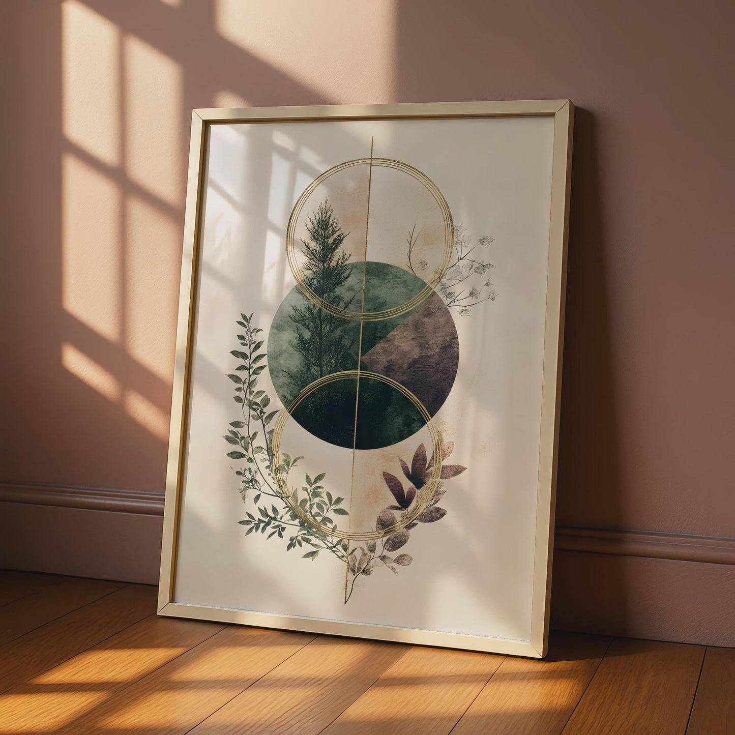 Boho Floral Wall Art, Modern Nature Print, Minimalist Green Leaf Design wall art print