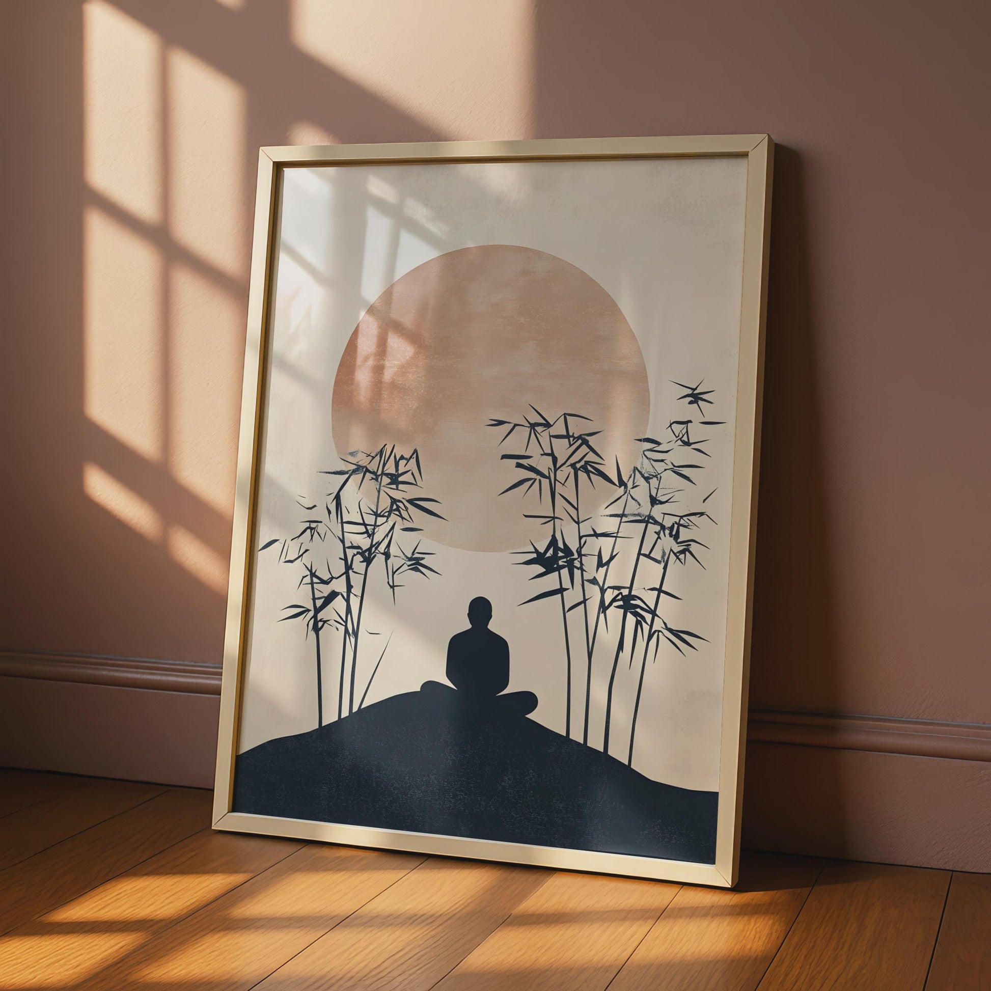 Calming Buddha Wall Art, Minimalist Bamboo Poster, Tranquil Meditation Decor, Zen Room Art wall art print