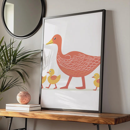 Duck Family Poster, Mother Duck Ducklings Wall Art, Nursery Animal Print, Kids Room Decor wall art print