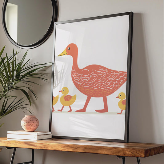 Duck Family Poster, Mother Duck Ducklings Wall Art, Nursery Animal Print, Kids Room Decor wall art print
