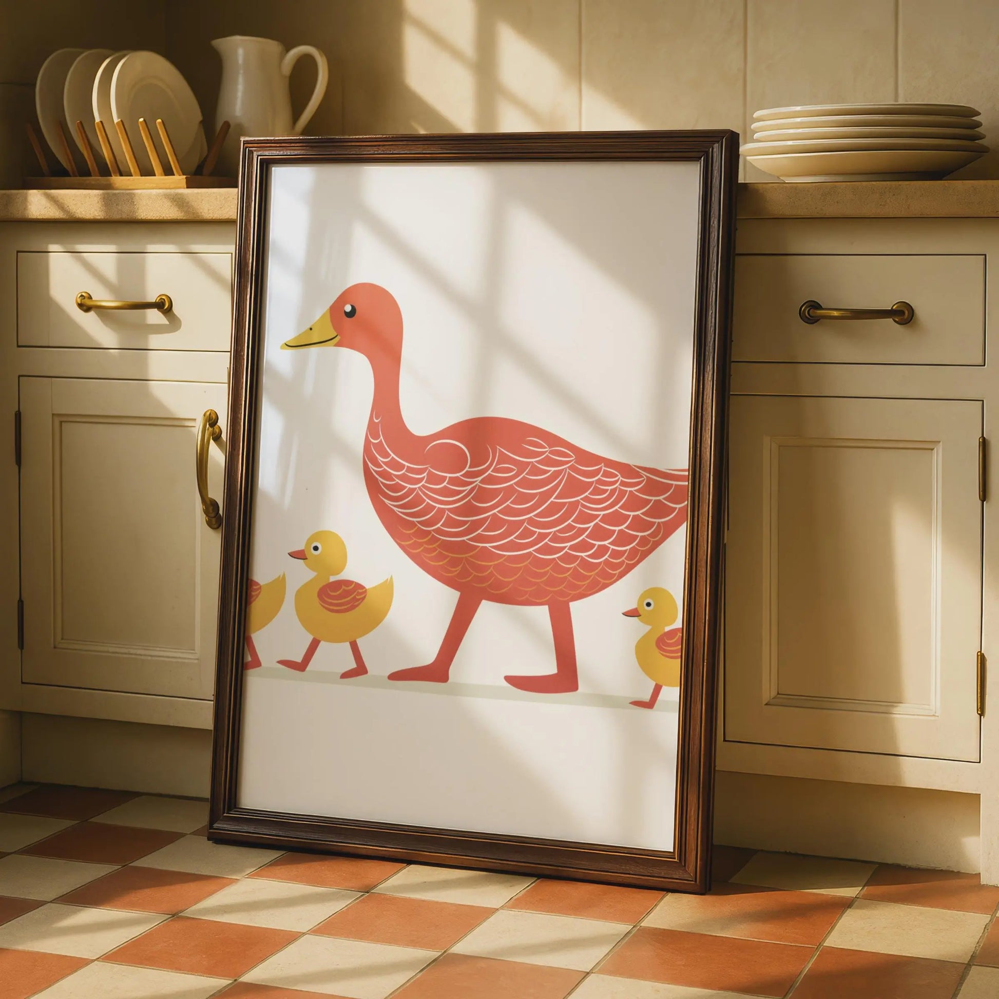 Duck Family Poster, Mother Duck Ducklings Wall Art, Nursery Animal Print, Kids Room Decor wall art print