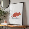 Minimalist Mouse Print, Terracotta Rodent Wildlife Art, Contemporary Wall Decor wall art print