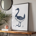 Goose Animal Poster, Navy Blue Bird Print, Minimalist Wall Art, Wildlife Decor wall art print