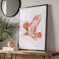Red Flying Eagle Poster, Bold Cut-Paper Wildlife Art Print wall art print