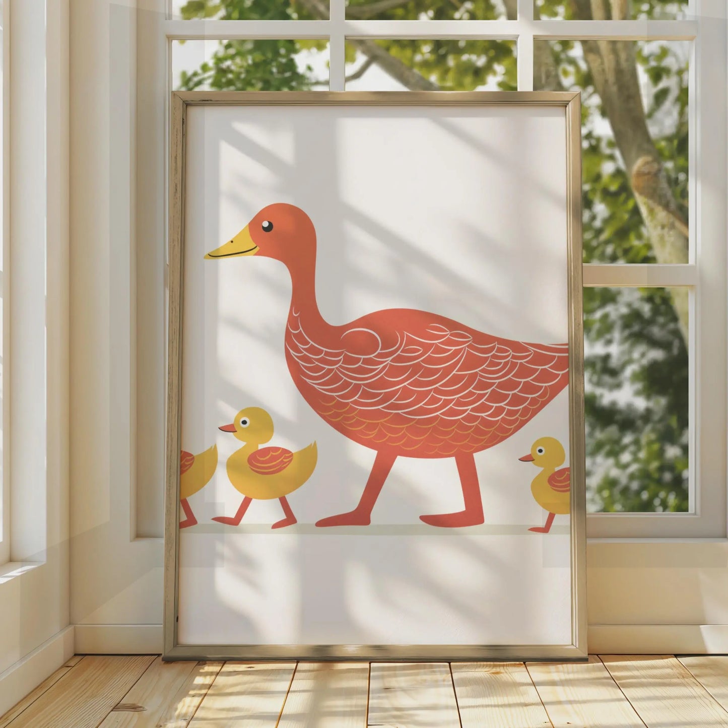 Duck Family Poster, Mother Duck Ducklings Wall Art, Nursery Animal Print, Kids Room Decor wall art print
