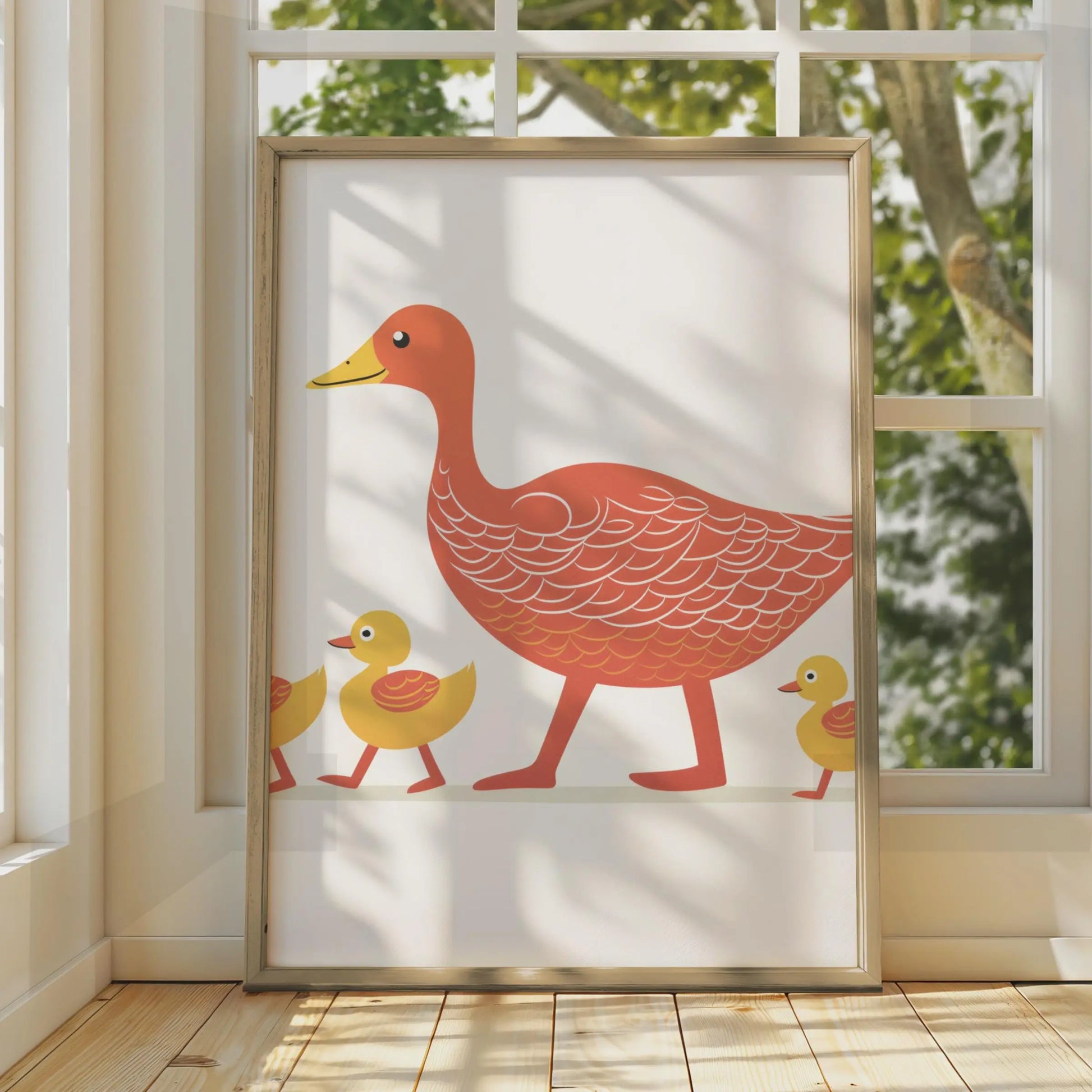 Duck Family Poster, Mother Duck Ducklings Wall Art, Nursery Animal Print, Kids Room Decor wall art print