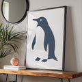 Penguin Poster, Minimalist Animal Print, Navy Blue Wall Art, Wildlife Bird Decor wall art print