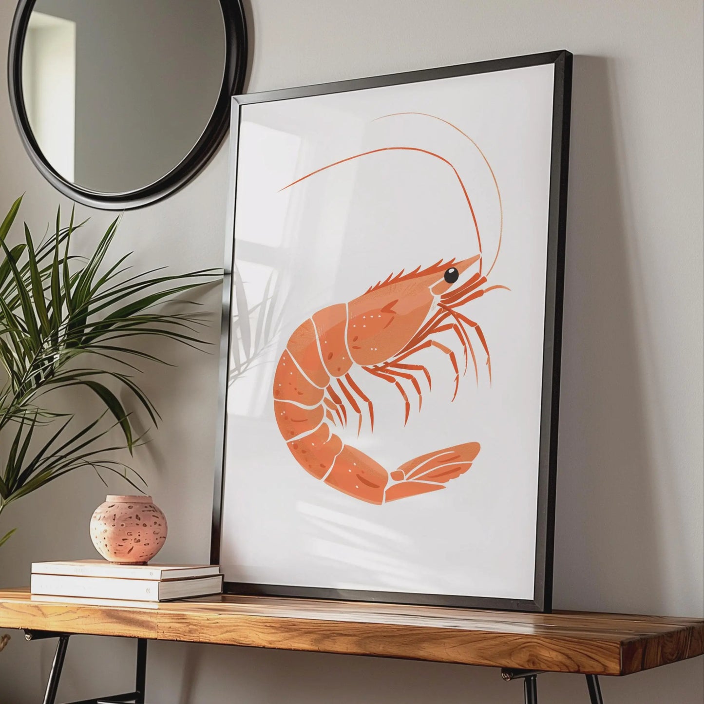 Shrimp Animal Poster, Orange Prawn Print, Seafood Wall Art, Ocean Creature Decor wall art print
