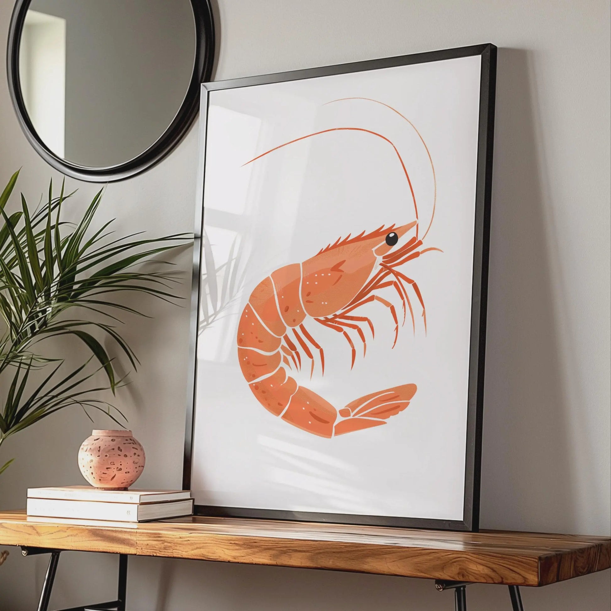 Shrimp Animal Poster, Orange Prawn Print, Seafood Wall Art, Ocean Creature Decor wall art print