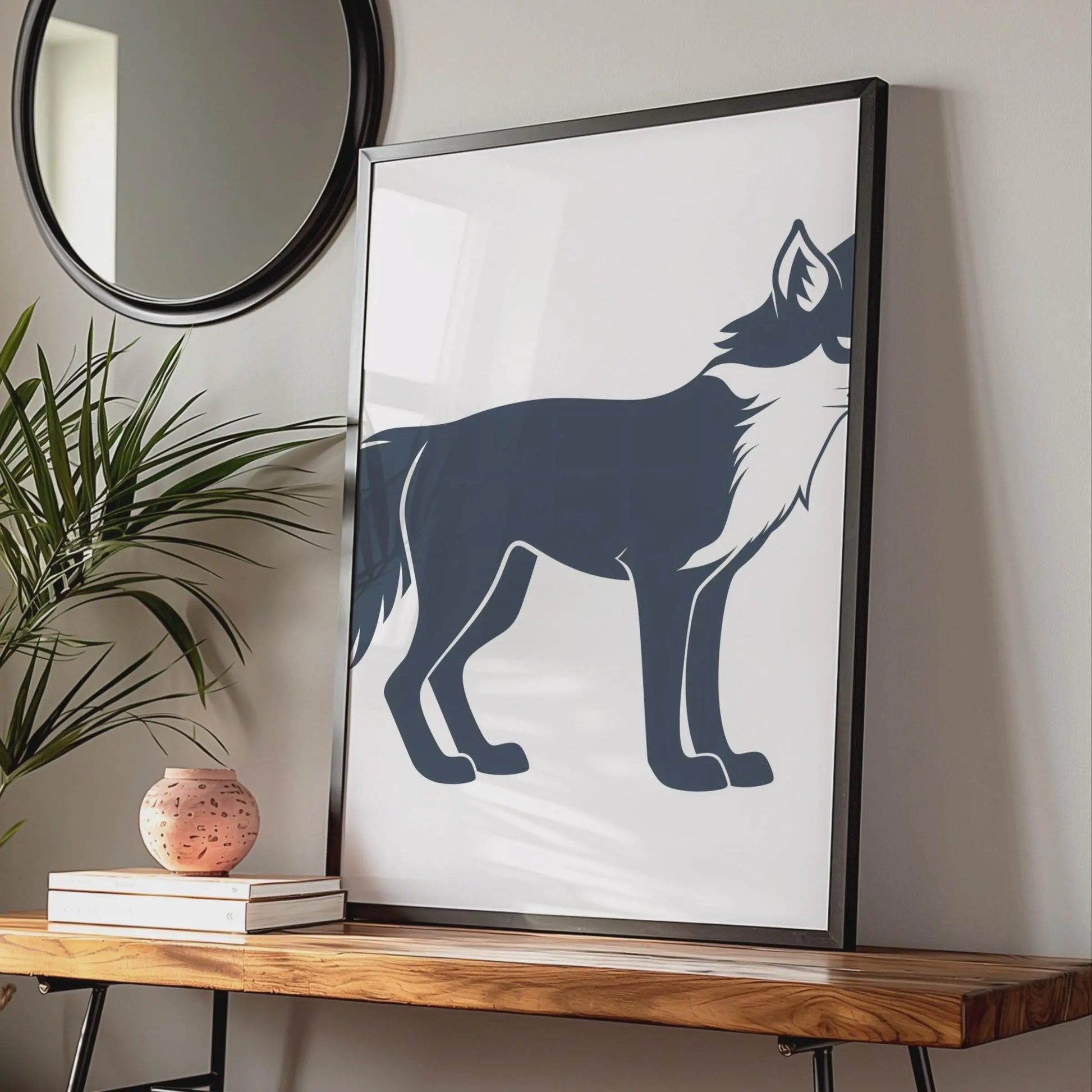 Fox Poster, Minimalist Animal Print, Navy Blue Fox Wall Art, Wildlife Decor, Modern Home wall art print