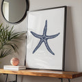 Starfish Poster, Navy Blue Coastal Wall Art, Minimalist Ocean Animal Print, Beach House Decor wall art print