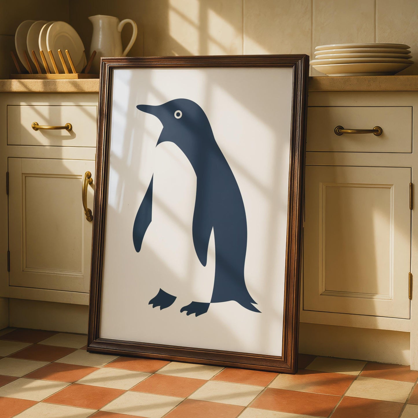 Penguin Poster, Minimalist Animal Print, Navy Blue Wall Art, Wildlife Bird Decor wall art print