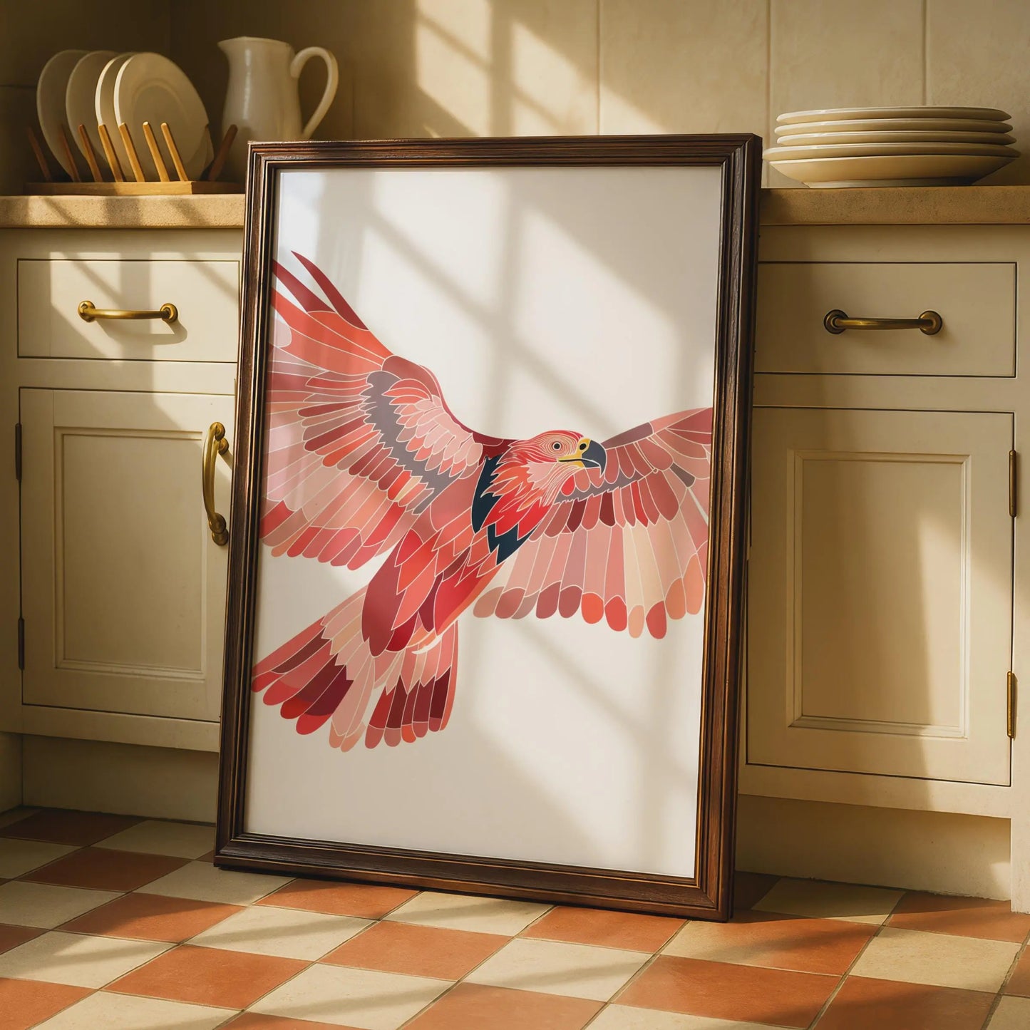Eagle Animal Poster, Red Bird of Prey Print, Flying Hawk Wall Art, Raptor Decor wall art print