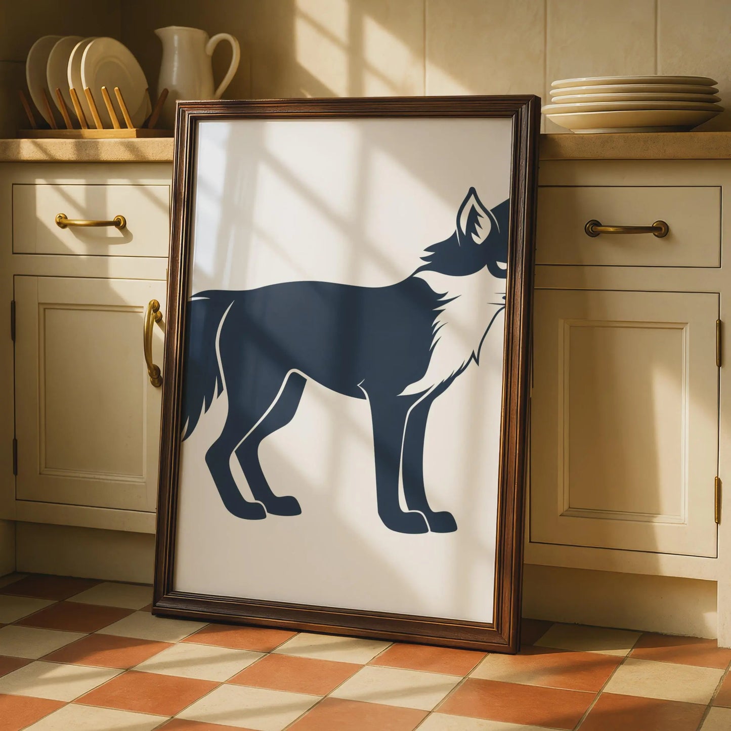 Fox Poster, Minimalist Animal Print, Navy Blue Fox Wall Art, Wildlife Decor, Modern Home wall art print