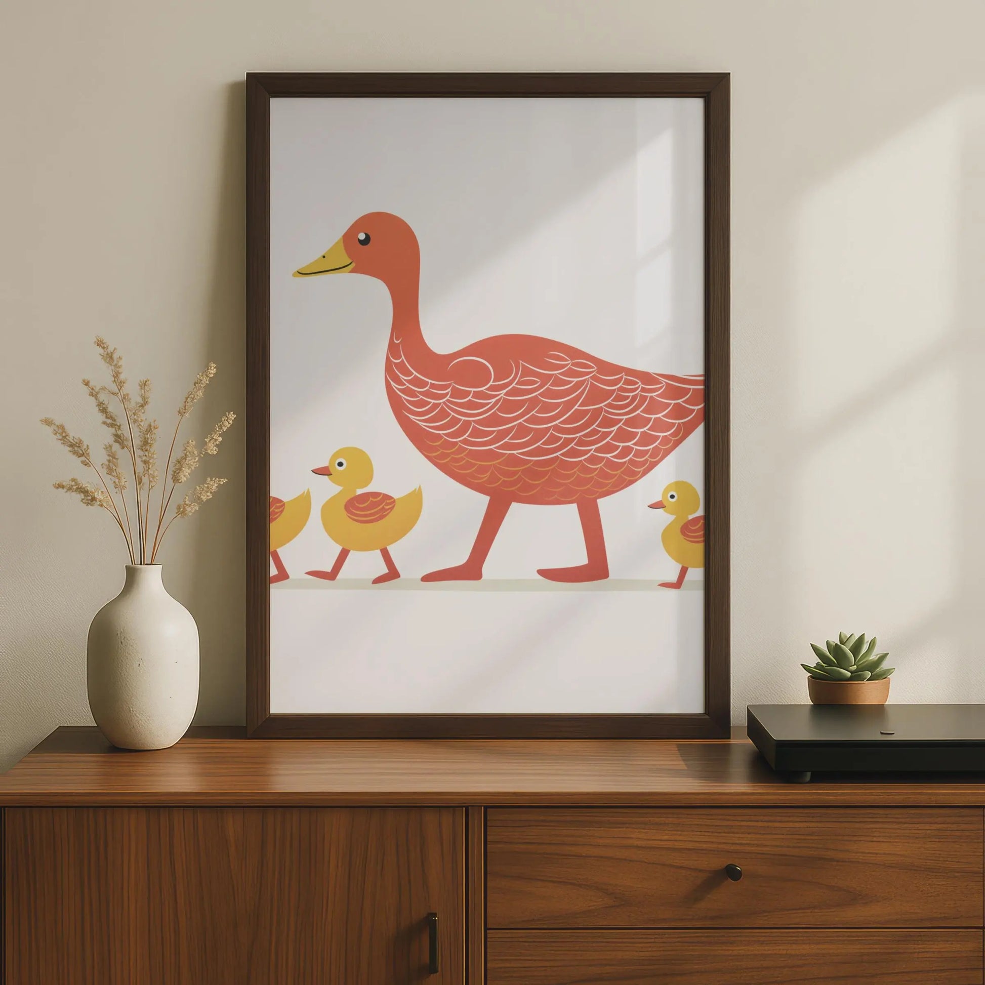Duck Family Poster, Mother Duck Ducklings Wall Art, Nursery Animal Print, Kids Room Decor wall art print