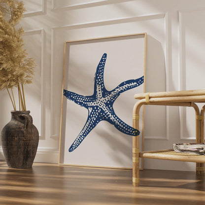Navy Blue Starfish Poster, Coastal Animal Print, Minimalist Ocean Wall Art, Beach House Decor wall art print