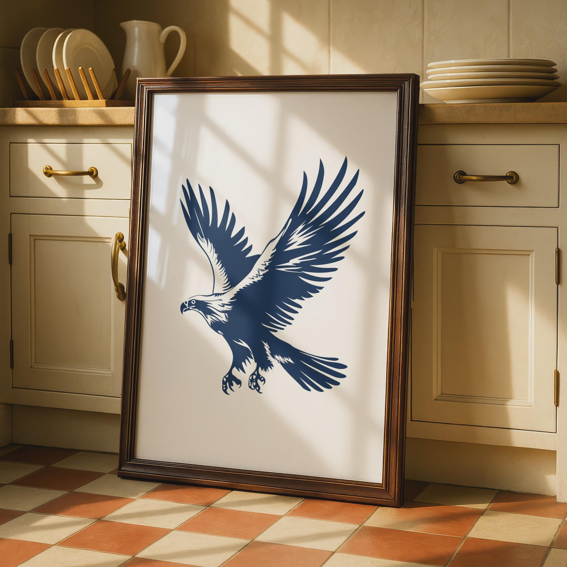 Eagle Animal Poster, Navy Blue Bird of Prey Print, Minimalist Eagle Wall Art wall art print