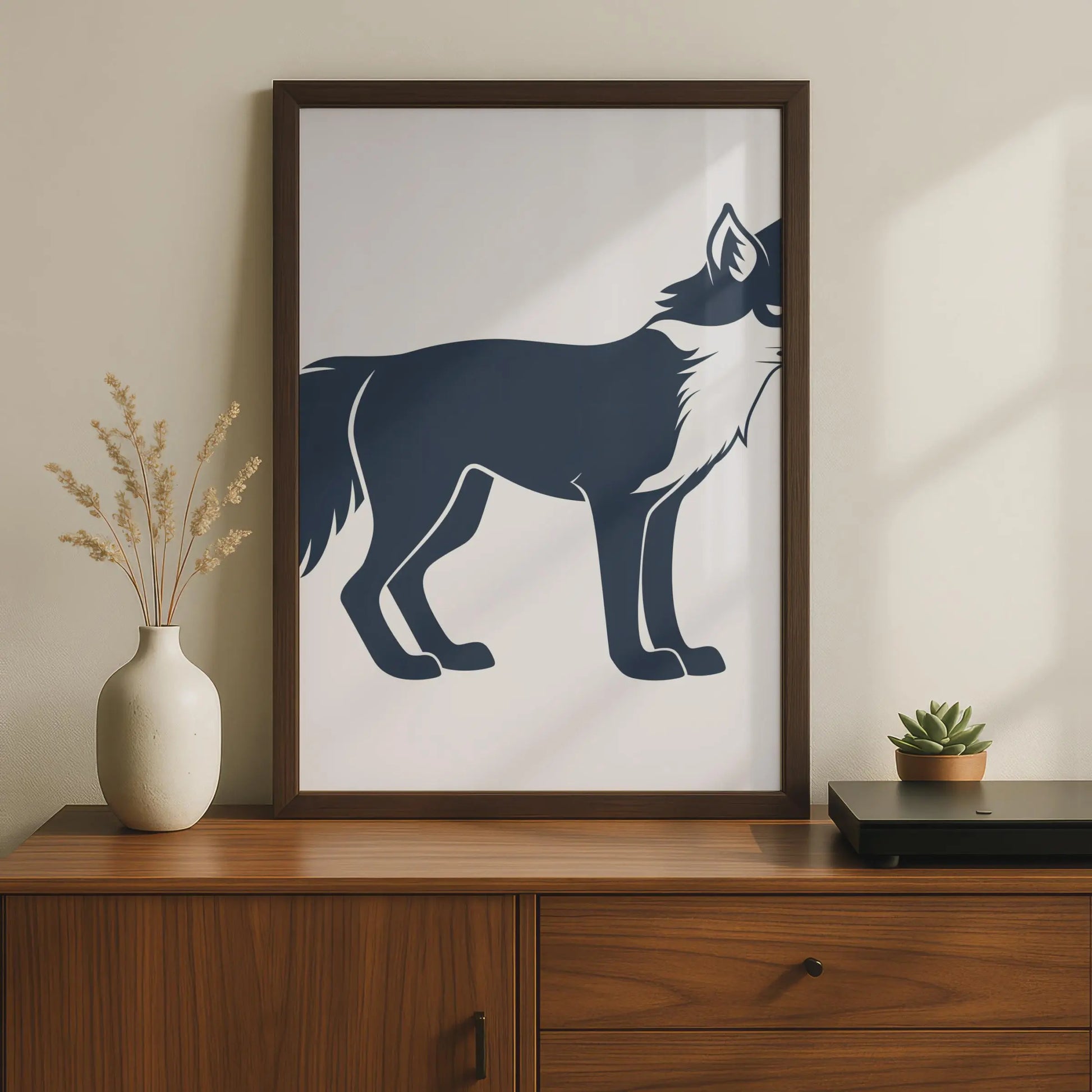 Fox Poster, Minimalist Animal Print, Navy Blue Fox Wall Art, Wildlife Decor, Modern Home wall art print