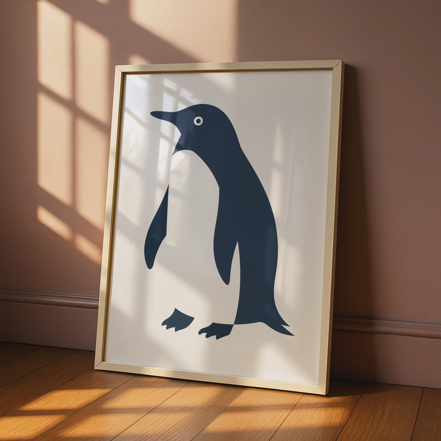 Penguin Poster, Minimalist Animal Print, Navy Blue Wall Art, Wildlife Bird Decor wall art print