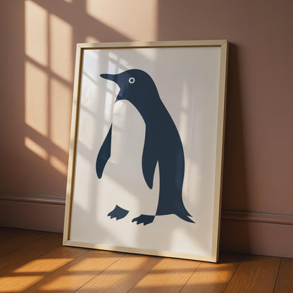 Penguin Poster, Minimalist Animal Print, Navy Blue Wall Art, Wildlife Bird Decor wall art print