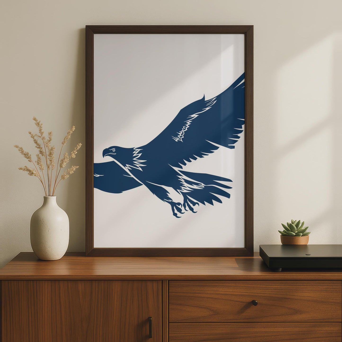Minimalist Navy Eagle Print, Flying Bird of Prey Wall Art wall art print