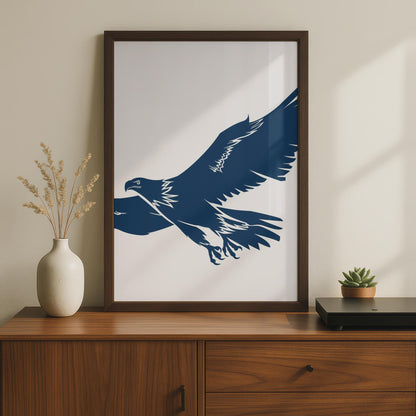 Minimalist Navy Eagle Print, Flying Bird of Prey Wall Art wall art print