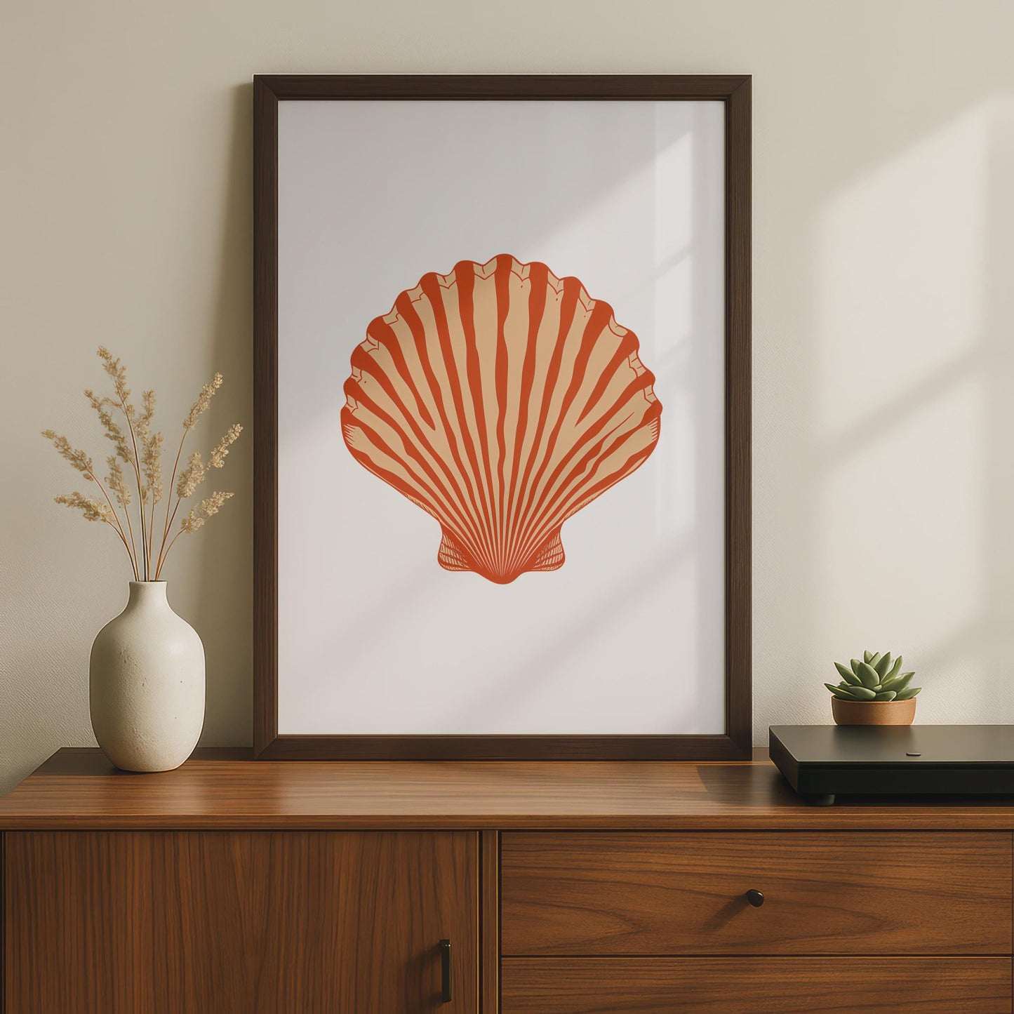 Scallop Shell Poster, Ocean Animal Print, Terracotta Coastal Wall Art, Sea Life Decor wall art print