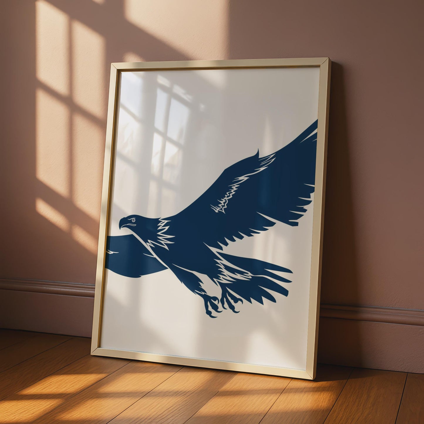 Minimalist Navy Eagle Print, Flying Bird of Prey Wall Art wall art print
