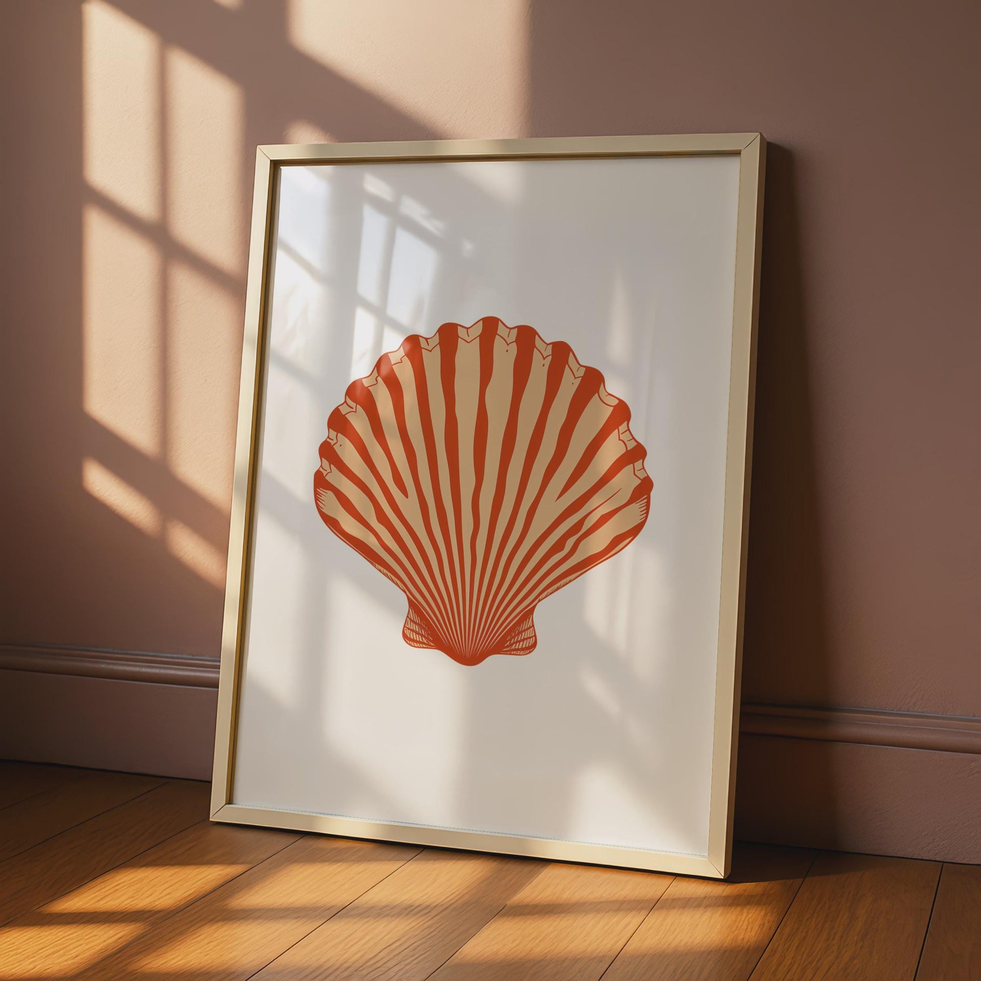 Scallop Shell Poster, Ocean Animal Print, Terracotta Coastal Wall Art, Sea Life Decor wall art print