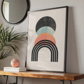 Boho Abstract Print, Geometric Arch Poster, Retro Circle Wall Art, Terracotta Mint Black Decor wall art print