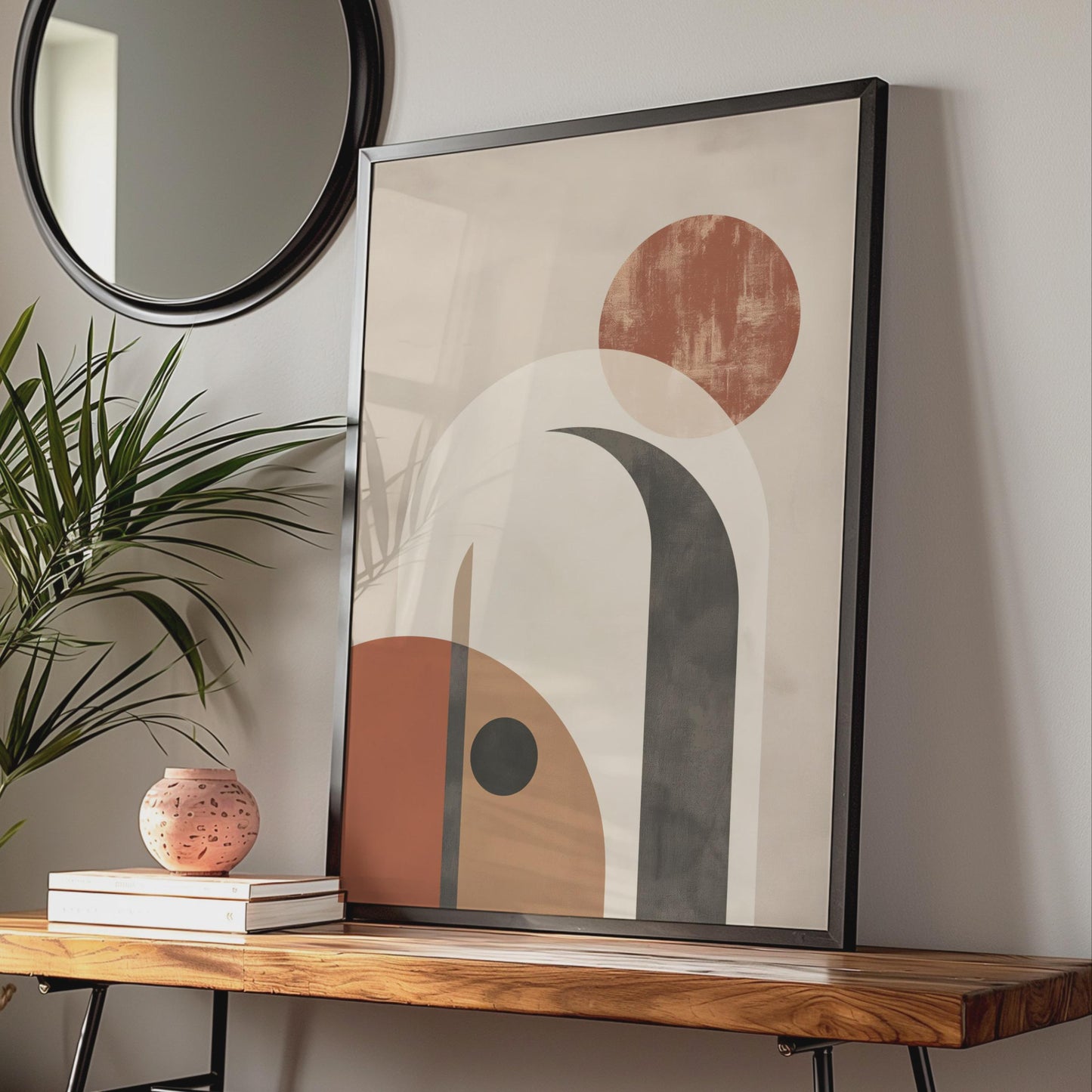 Boho Abstract Arch Print, Terracotta Geometric Wall Art, Mid Century Poster wall art print