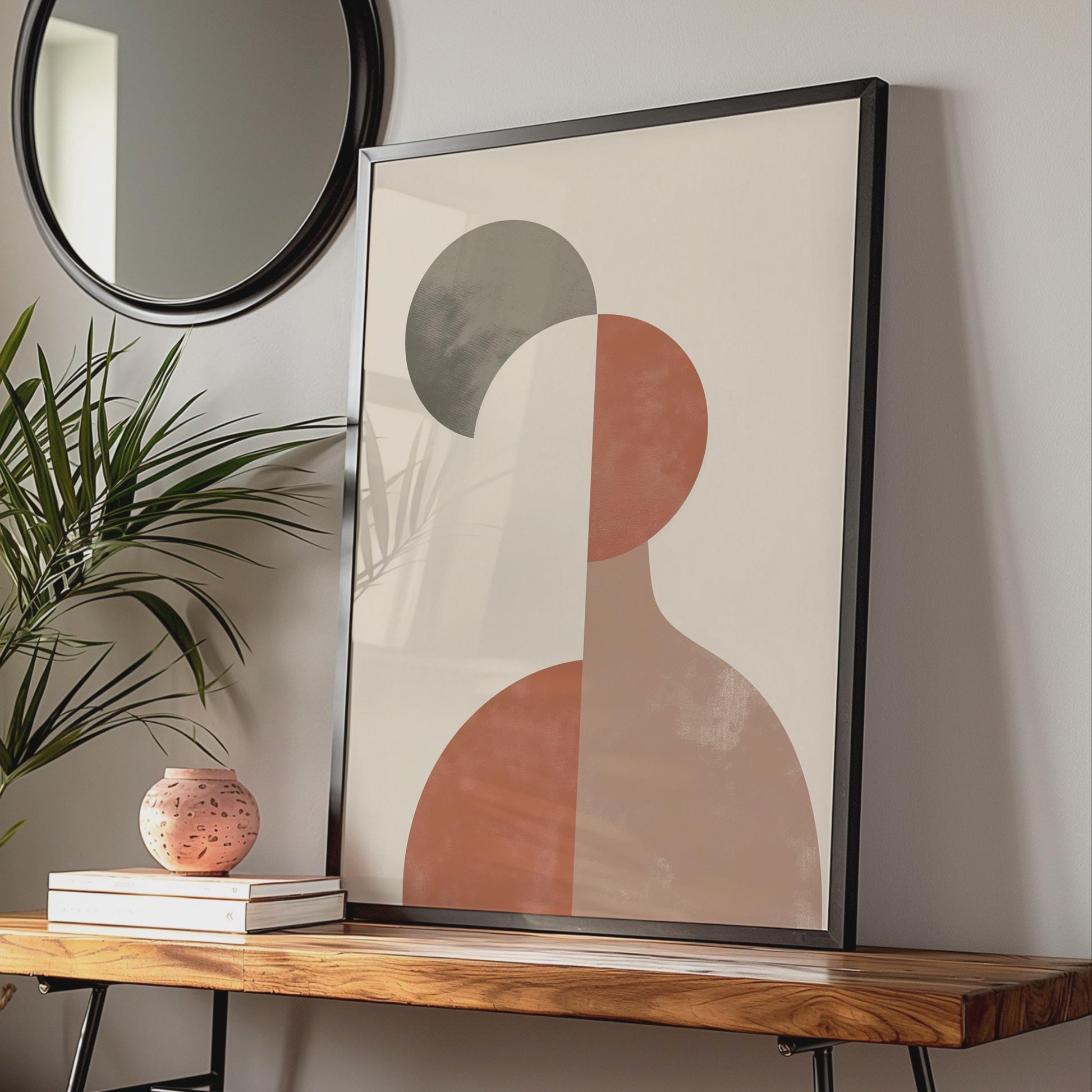 Boho Abstract Print, Terracotta Geometric Shapes Wall Art, Mid Century Modern Poster wall art print